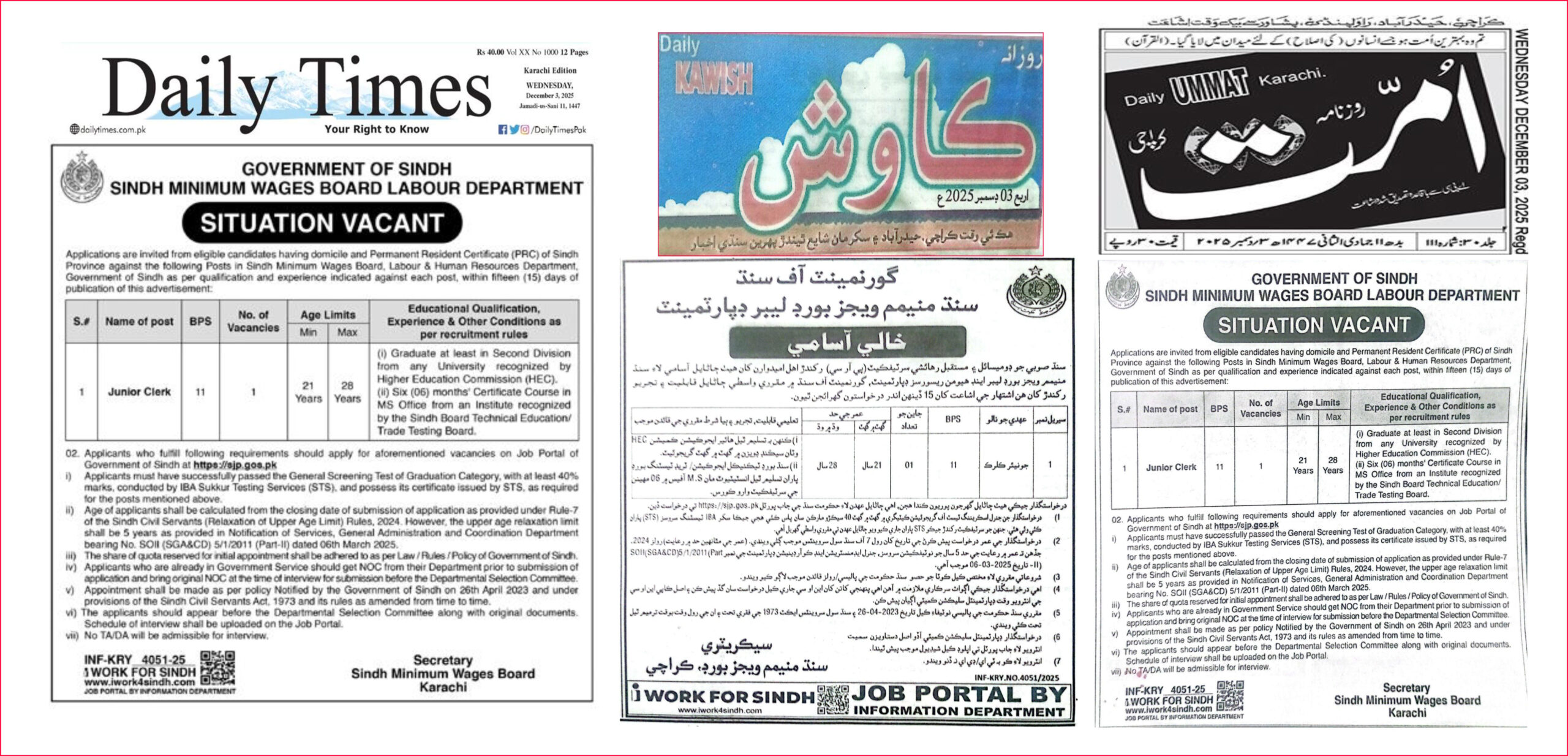 Sindh Minimum Wages Board - Labour and Human Resources Department