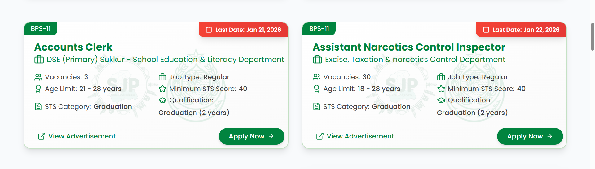 SJP Account Clerk DSE (Primary) Sukkur - School Education & Literacy Department Jobs 2025