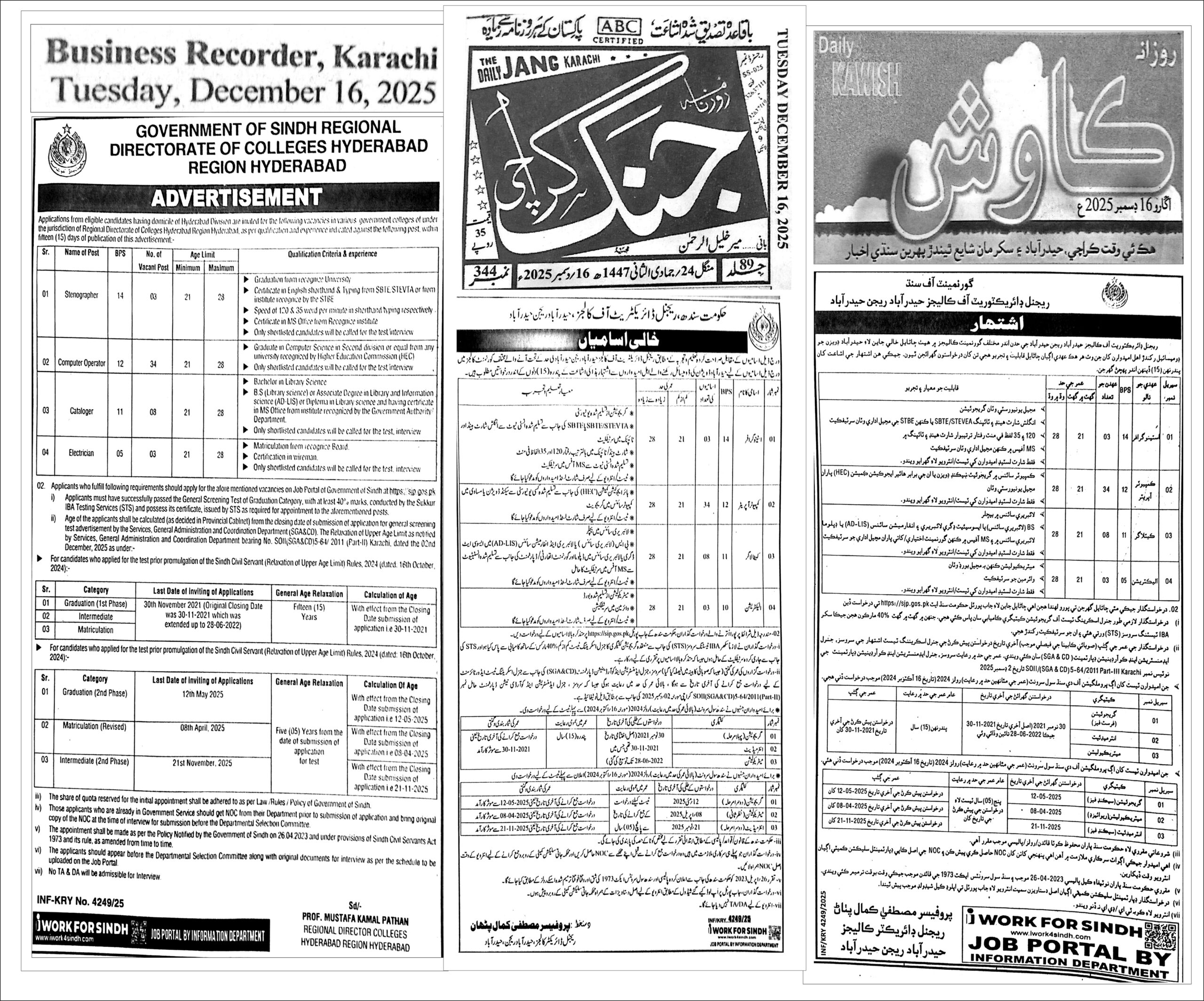 SJP Regional Director Colleges Hyderabad Jobs 2025