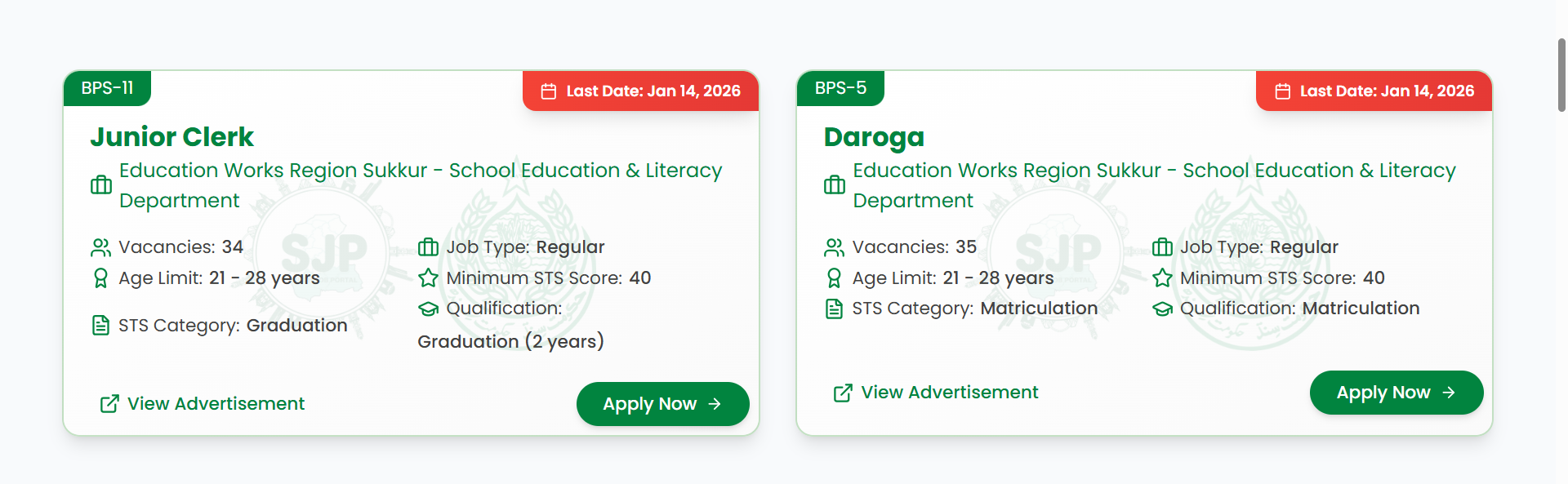 SJP Sukkur - School Education & Literacy Department Jobs 2025