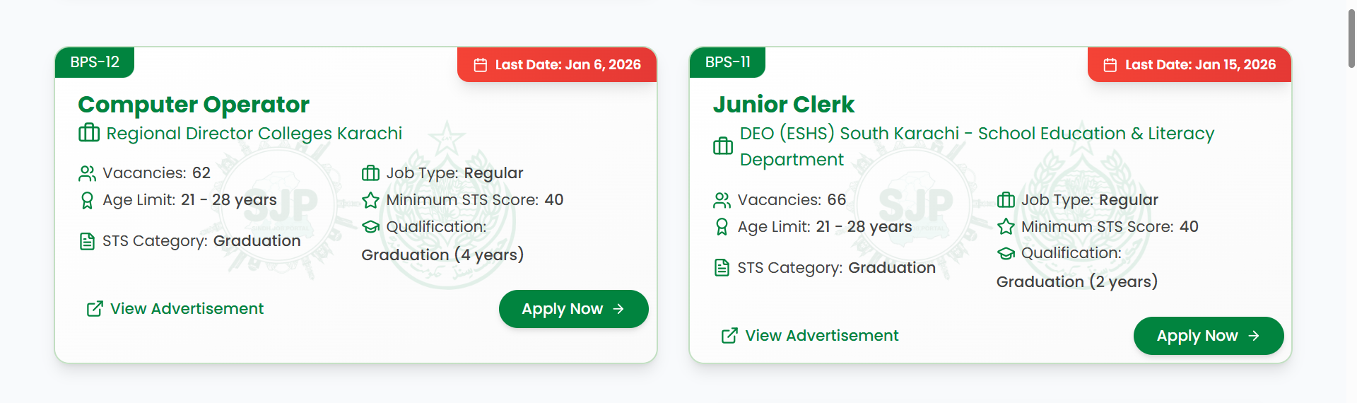 SJP DEO (ESHS) South Karachi - School Education & Literacy Department Jobs 2025